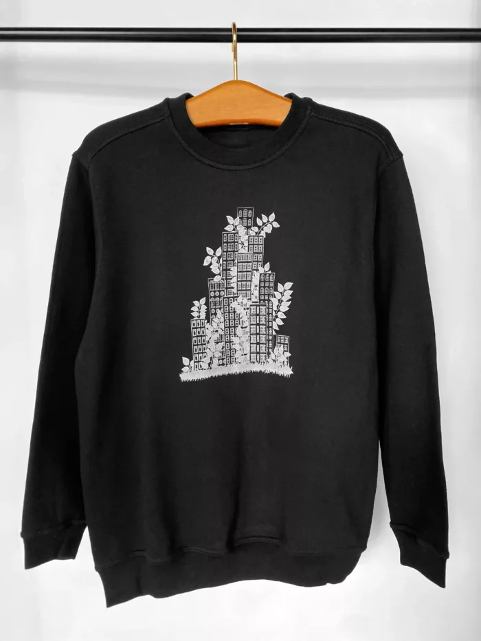 Sweat noir avec motif "Urbain #1"