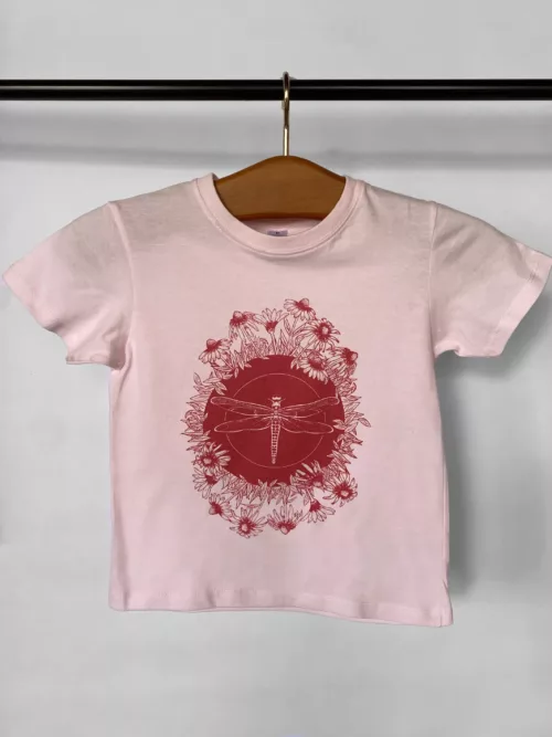 T-shirt enfant motif libellule rose