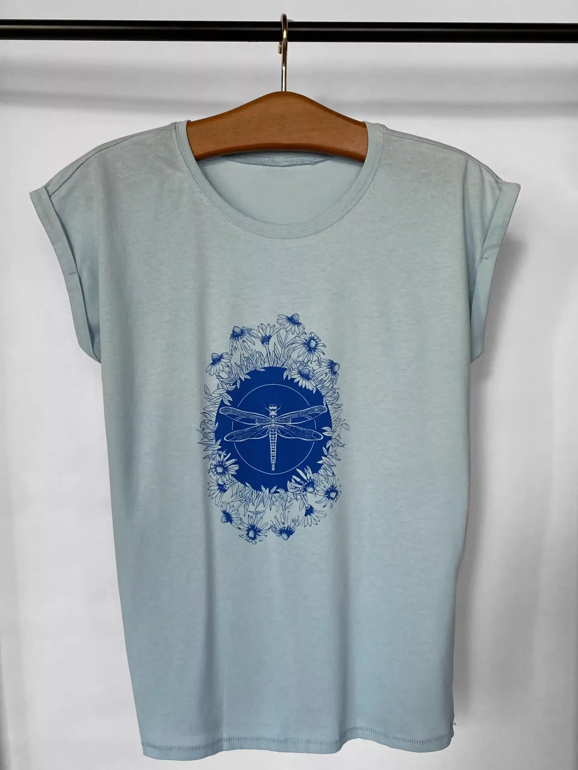 T-shirt femme bleu motif "Libellule"