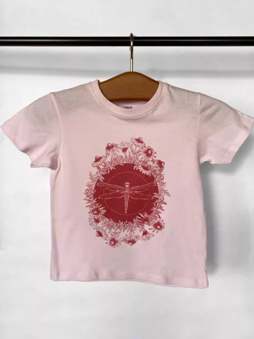 T-shirt enfant motif libellule rose