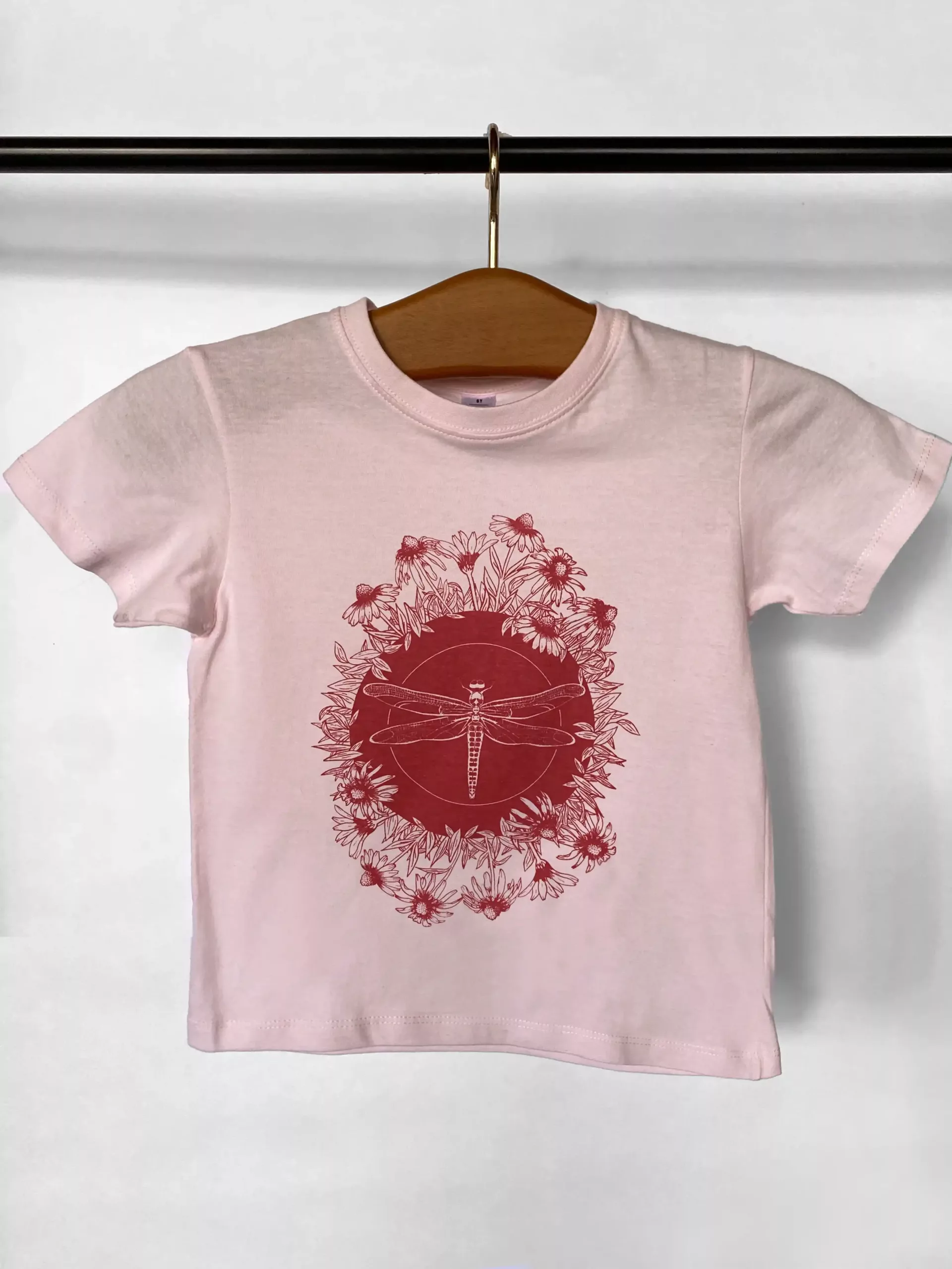 T-shirt enfant motif libellule rose