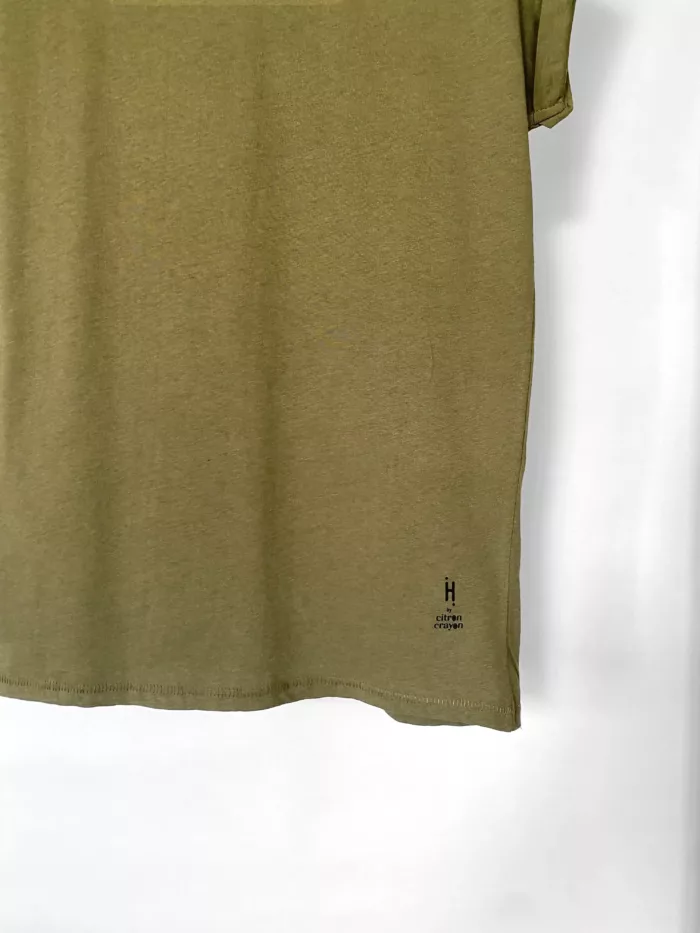 T-shirt femme vert olive motif "Libellule"