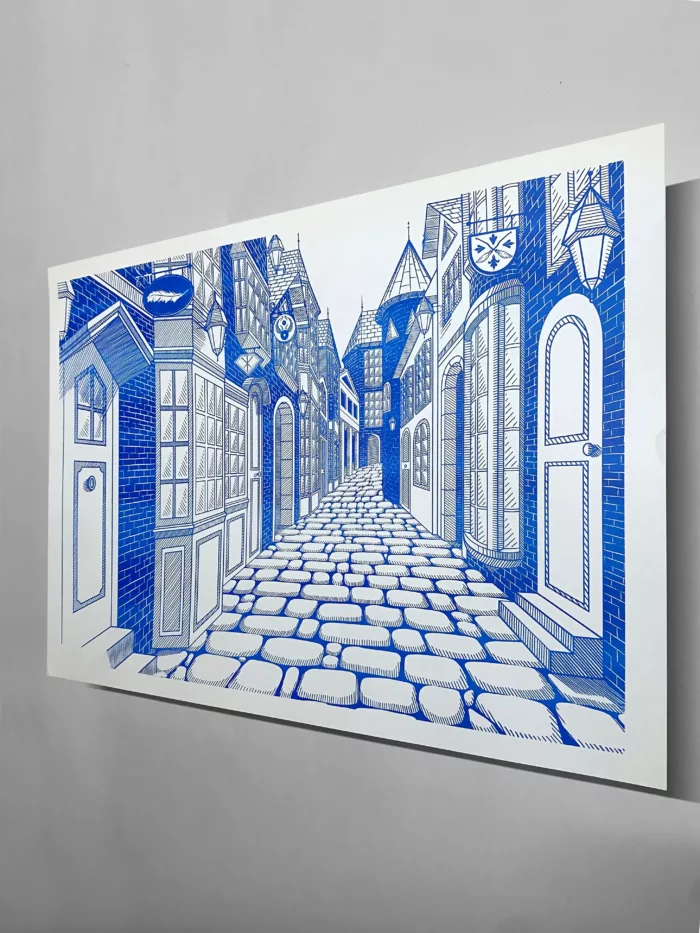 Affiche motif "Old Street" bleu