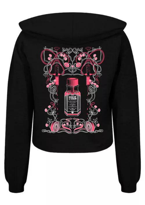 Sweat femme noir motif "Souvenir #1" - rose