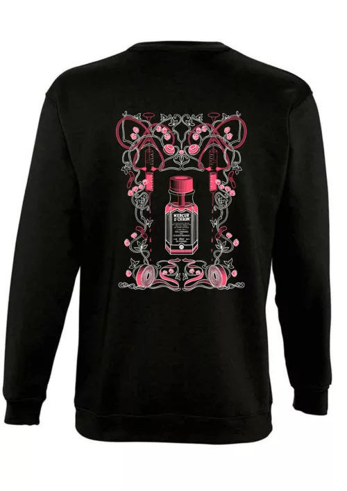 Sweat unisexe noir motif "Souvenir #1" - rose