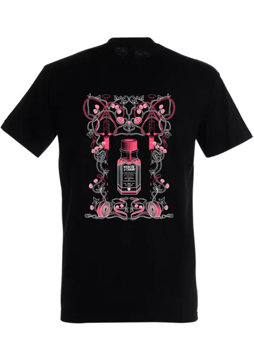 T-shirt unisexe noir motif "Souvenir #1" - rose