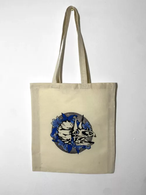 Tote bag "Dinoflore" bleu