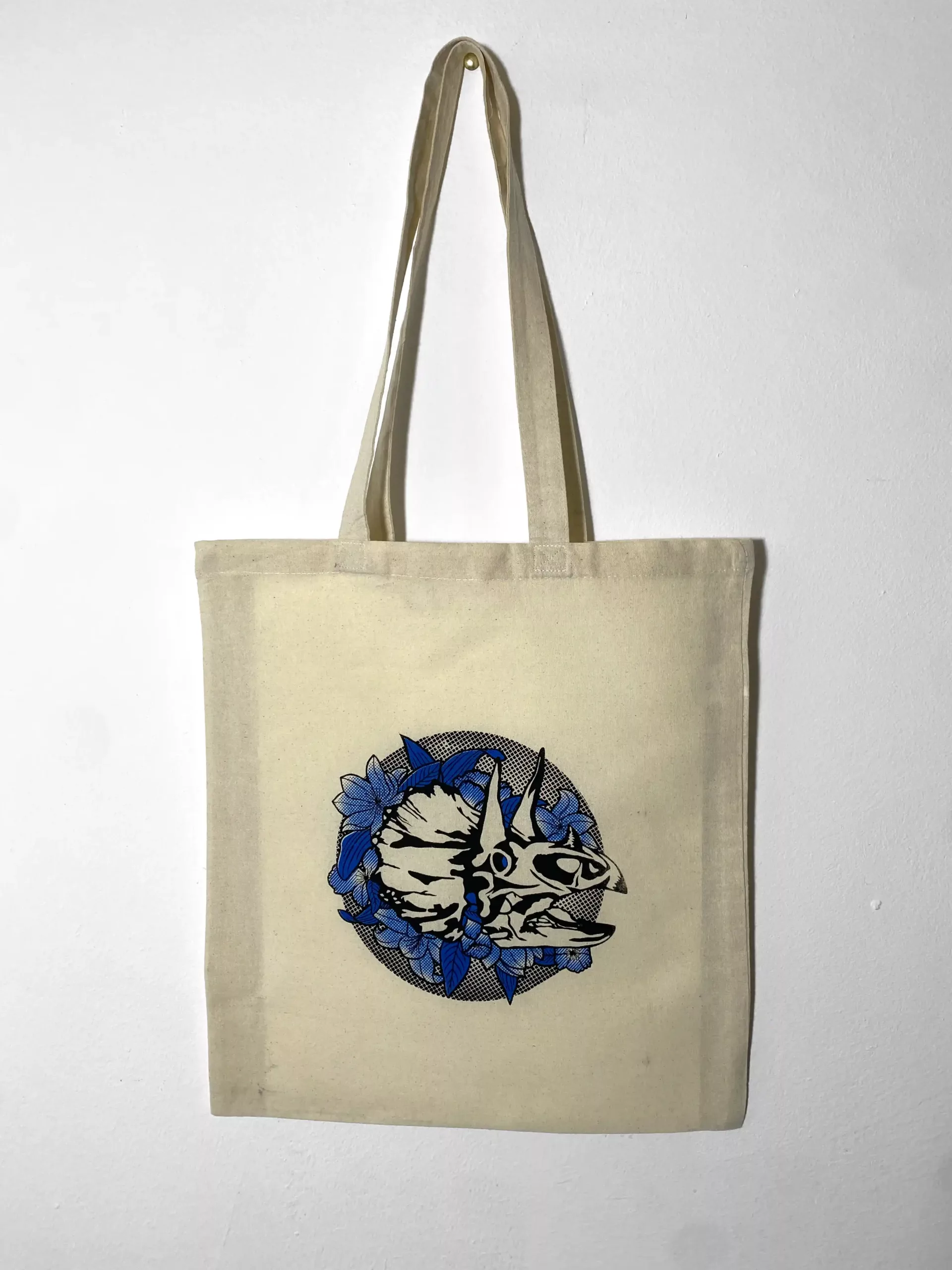 Tote bag "Dinoflore" bleu