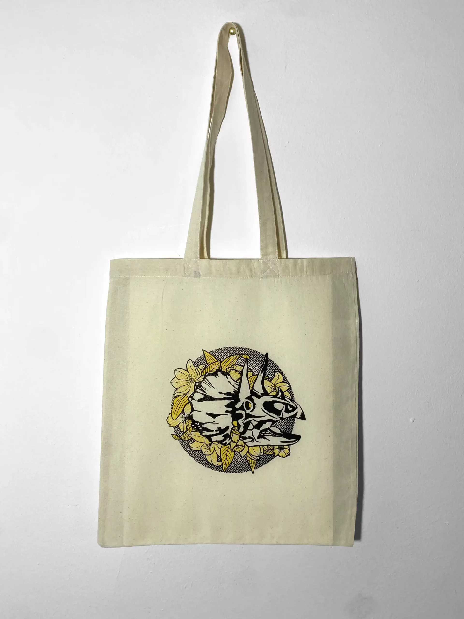 Tote bag "Dinoflore" jaune