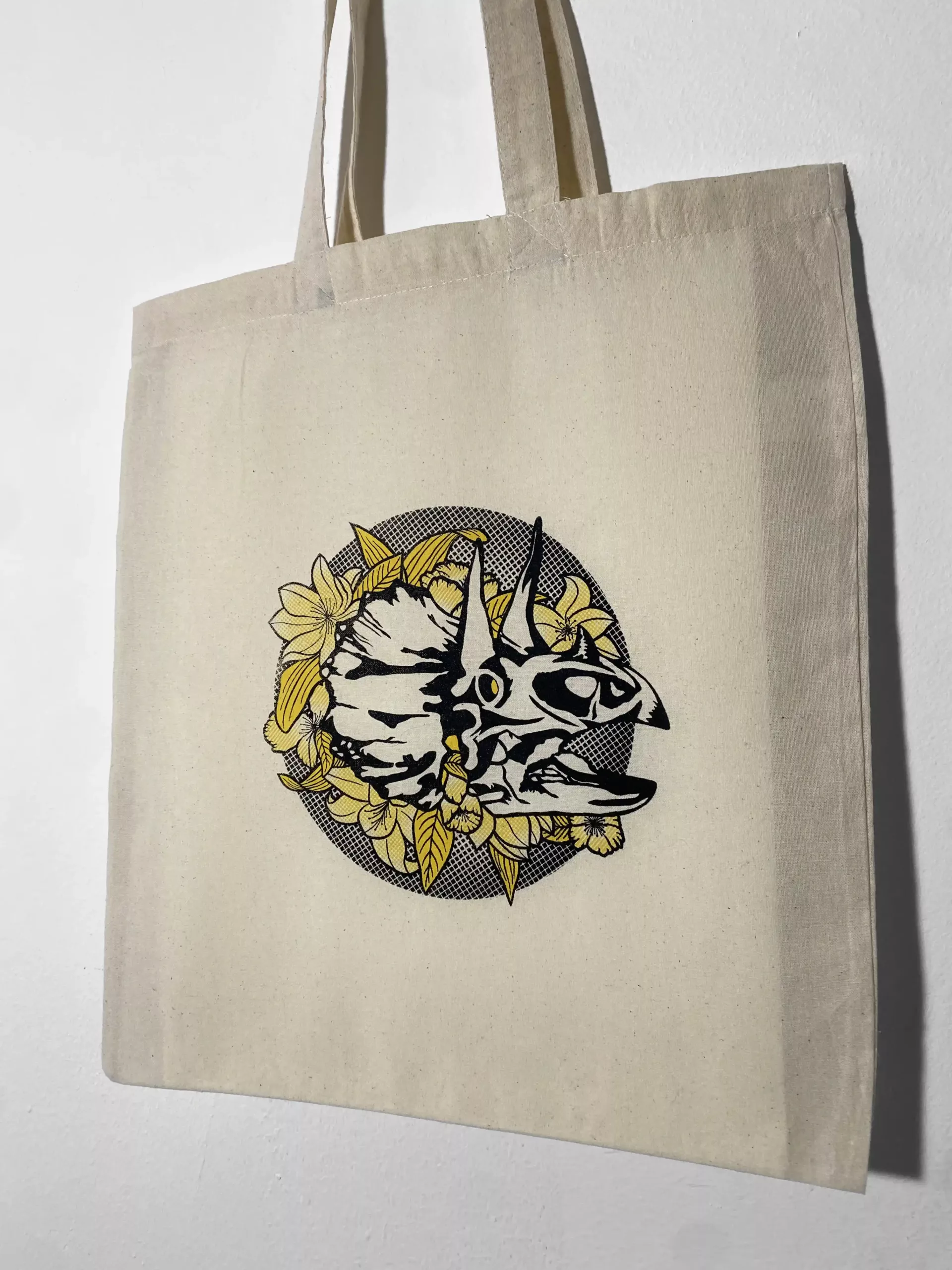 Tote bag "Dinoflore" jaune