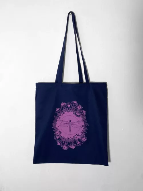 Tote bag "libellule" bleu