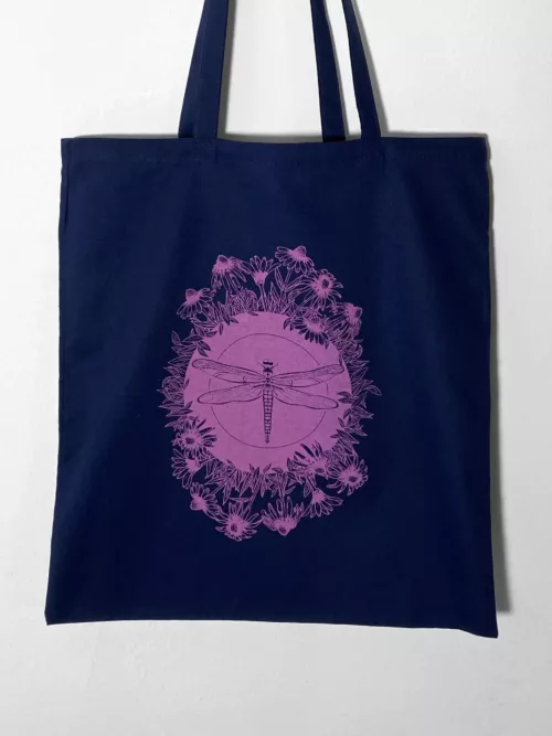 Tote bag "libellule" bleu